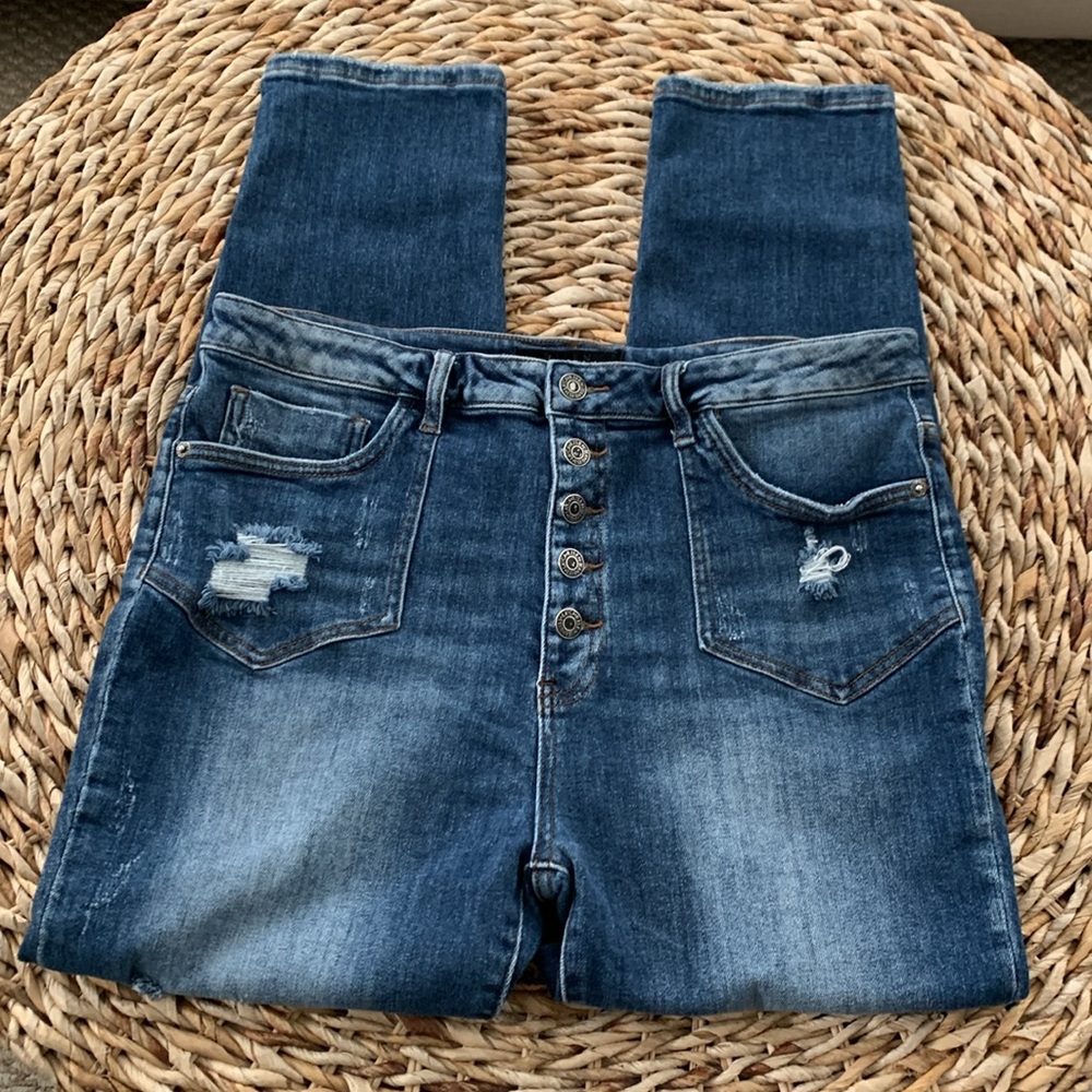 Risen Button Fly Patch Pocket Roll-Up Skinny - image 5